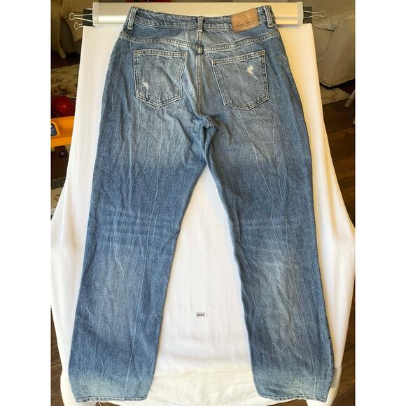 Zara Women Jeans size 8 US Blue High Rise Straight Leg Boyfriend Ripped - Picture 11 of 12